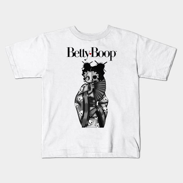 Betty Boop Geisha Kids T-Shirt by Zenpaistudios